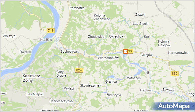 mapa Wierzchoniów, Wierzchoniów na mapie Targeo