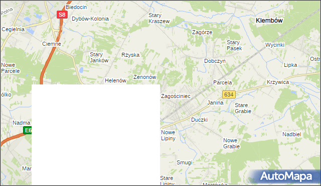 mapa Zagościniec gmina Wołomin, Zagościniec gmina Wołomin na mapie Targeo