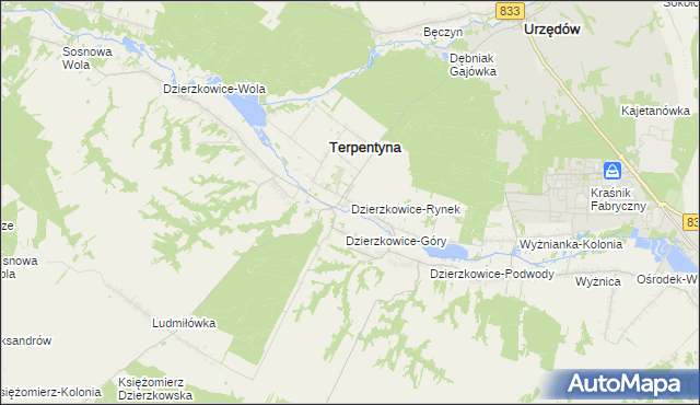 mapa Dzierzkowice-Rynek, Dzierzkowice-Rynek na mapie Targeo