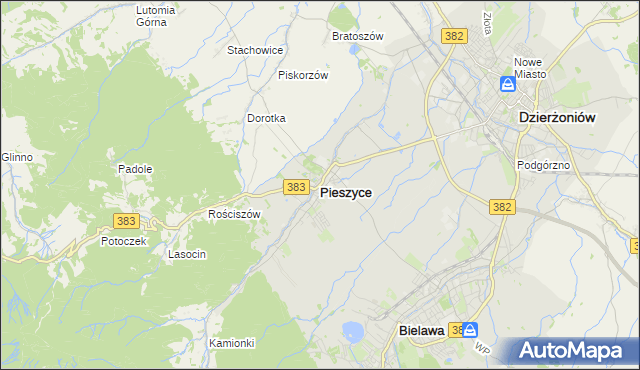 mapa Pieszyce, Pieszyce na mapie Targeo