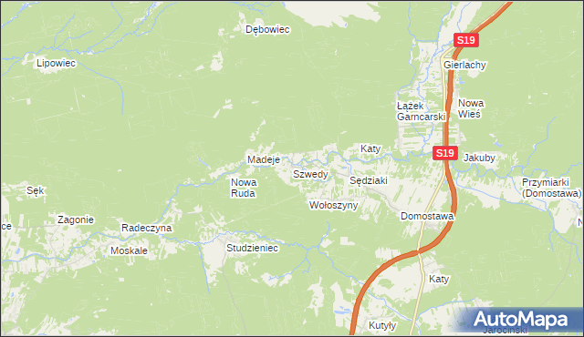 mapa Szwedy gmina Jarocin, Szwedy gmina Jarocin na mapie Targeo