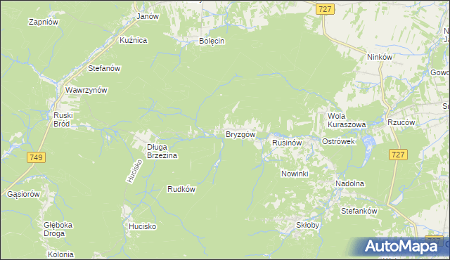 mapa Bryzgów, Bryzgów na mapie Targeo