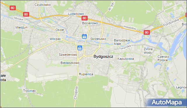 mapa Bydgoszczy, Bydgoszcz na mapie Targeo