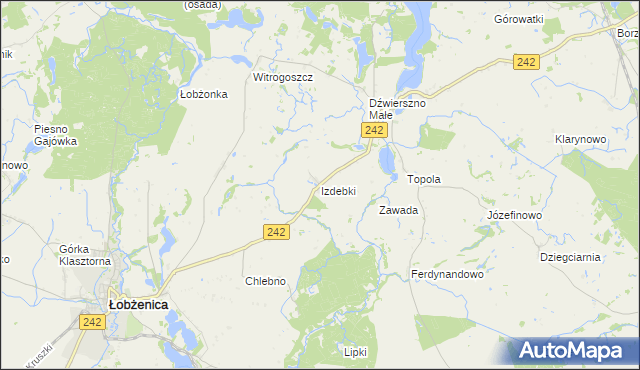 mapa Izdebki gmina Łobżenica, Izdebki gmina Łobżenica na mapie Targeo
