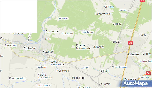 mapa Polesie Mikułowskie, Polesie Mikułowskie na mapie Targeo