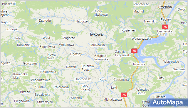 mapa Porąbka Iwkowska, Porąbka Iwkowska na mapie Targeo