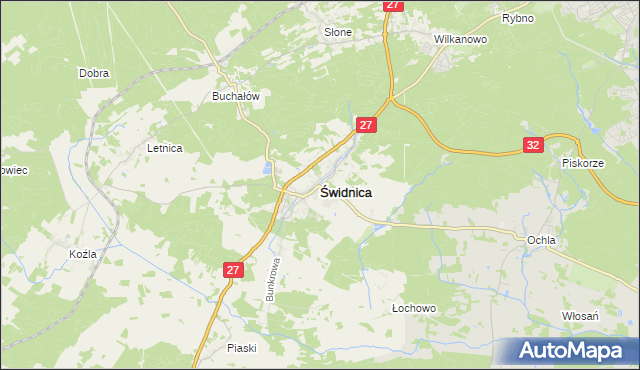 mapa Świdnica powiat zielonogórski, Świdnica powiat zielonogórski na mapie Targeo