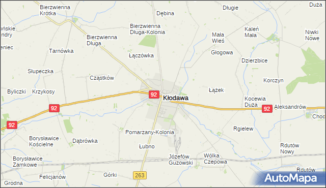 mapa Kłodawa powiat kolski, Kłodawa powiat kolski na mapie Targeo