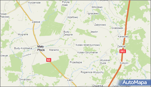 mapa Kołaki-Wietrzychowo, Kołaki-Wietrzychowo na mapie Targeo