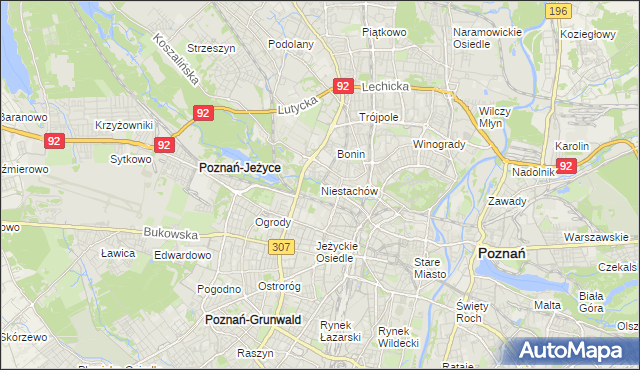 mapa Niestachów gmina Poznań, Niestachów gmina Poznań na mapie Targeo