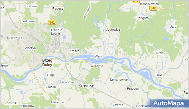 mapa Wały gmina Brzeg Dolny, Wały gmina Brzeg Dolny na mapie Targeo