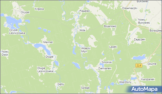 mapa Wdecki Młyn, Wdecki Młyn na mapie Targeo