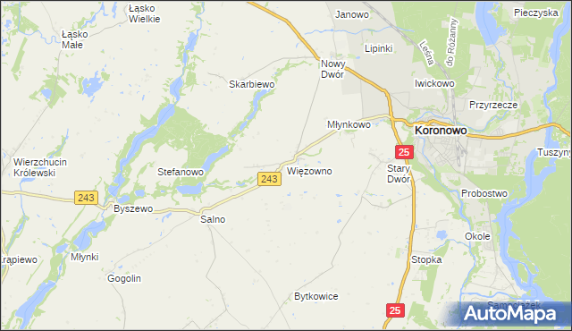 mapa Więzowno, Więzowno na mapie Targeo