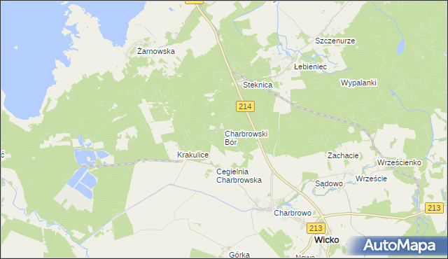 mapa Charbrowski Bór, Charbrowski Bór na mapie Targeo