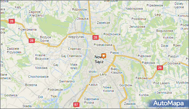 mapa Nowego Sącza, Nowy Sącz na mapie Targeo