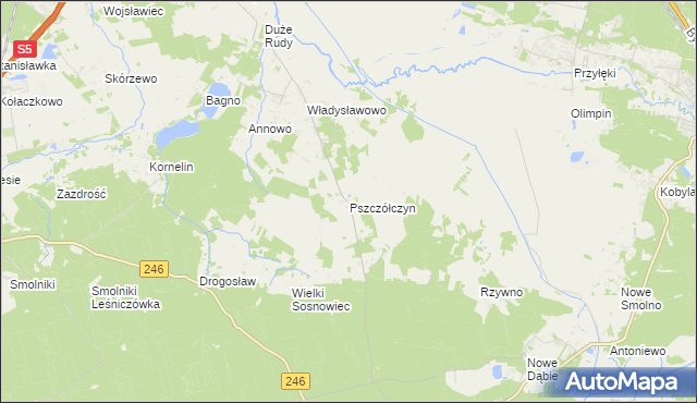 mapa Pszczółczyn gmina Łabiszyn, Pszczółczyn gmina Łabiszyn na mapie Targeo