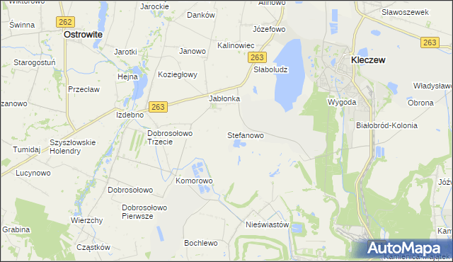 mapa Stefanowo gmina Kazimierz Biskupi, Stefanowo gmina Kazimierz Biskupi na mapie Targeo