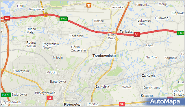 mapa Trzebownisko, Trzebownisko na mapie Targeo