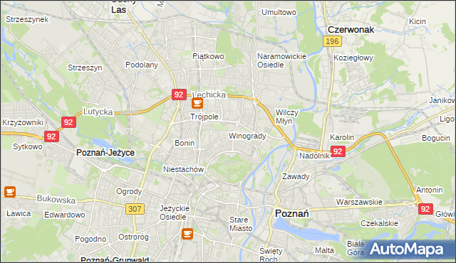 mapa Winogrady, Winogrady na mapie Targeo