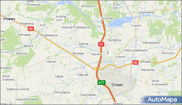 mapa Worów, Worów na mapie Targeo