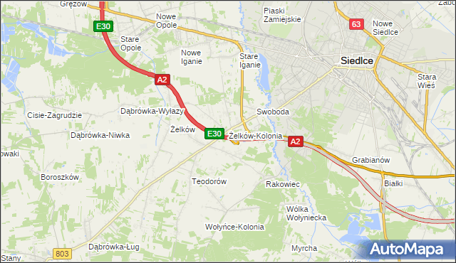 mapa Żelków-Kolonia, Żelków-Kolonia na mapie Targeo