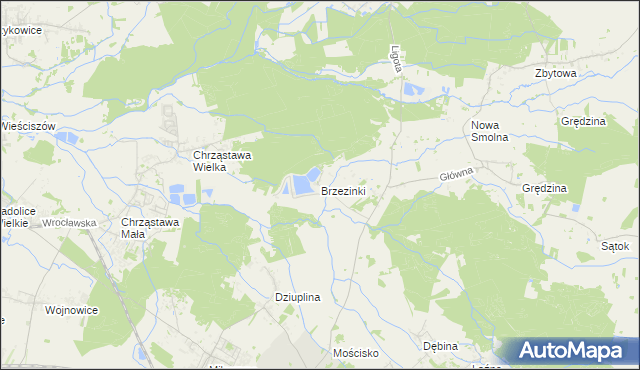 mapa Brzezinki gmina Jelcz-Laskowice, Brzezinki gmina Jelcz-Laskowice na mapie Targeo