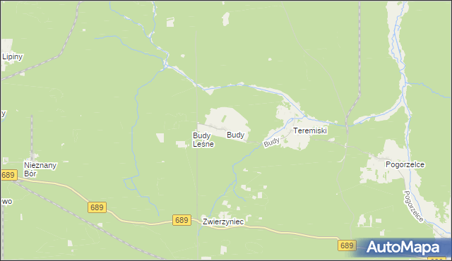 mapa Budy gmina Białowieża, Budy gmina Białowieża na mapie Targeo