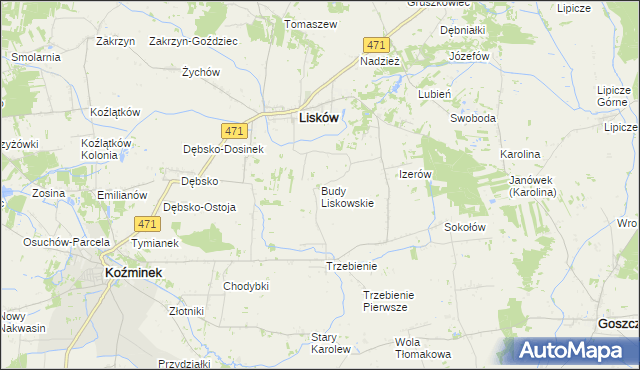 mapa Budy Liskowskie, Budy Liskowskie na mapie Targeo