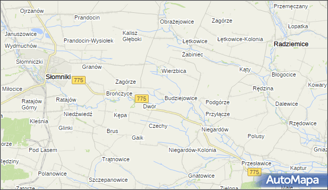 mapa Budziejowice, Budziejowice na mapie Targeo