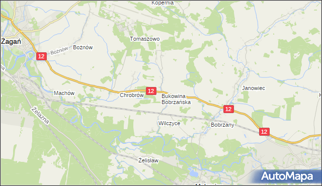 mapa Bukowina Bobrzańska, Bukowina Bobrzańska na mapie Targeo