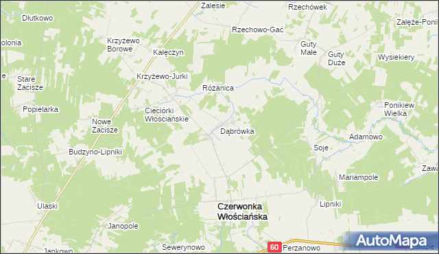 mapa Dąbrówka gmina Czerwonka, Dąbrówka gmina Czerwonka na mapie Targeo