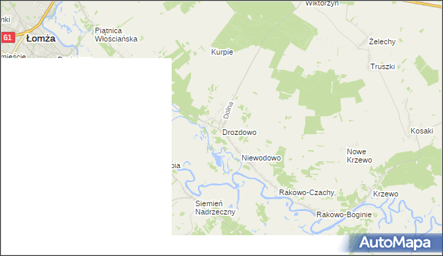 mapa Drozdowo gmina Piątnica, Drozdowo gmina Piątnica na mapie Targeo