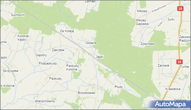 mapa Jaski gmina Radzyń Podlaski, Jaski gmina Radzyń Podlaski na mapie Targeo