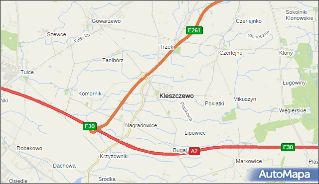 mapa Kleszczewo powiat poznański, Kleszczewo powiat poznański na mapie Targeo