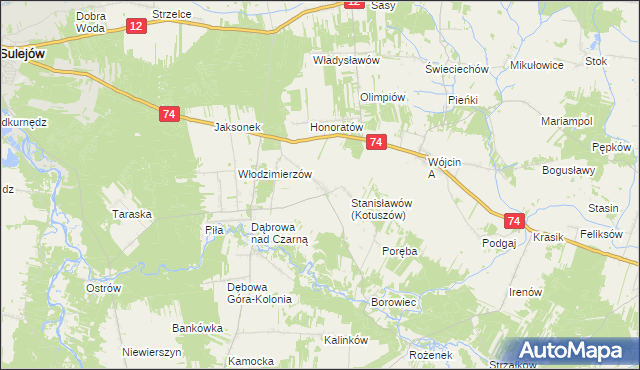 mapa Kotuszów gmina Aleksandrów, Kotuszów gmina Aleksandrów na mapie Targeo