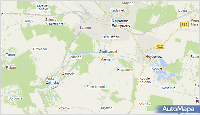 mapa Marynin gmina Rejowiec, Marynin gmina Rejowiec na mapie Targeo