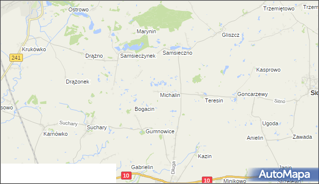 mapa Michalin gmina Nakło nad Notecią, Michalin gmina Nakło nad Notecią na mapie Targeo
