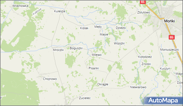 mapa Milewo gmina Trzcianne, Milewo gmina Trzcianne na mapie Targeo
