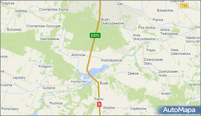 mapa Modrzejowice, Modrzejowice na mapie Targeo