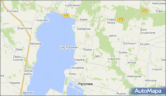 mapa Popów gmina Pęczniew, Popów gmina Pęczniew na mapie Targeo