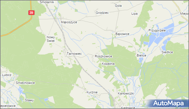 mapa Roszkowice gmina Lubsza, Roszkowice gmina Lubsza na mapie Targeo