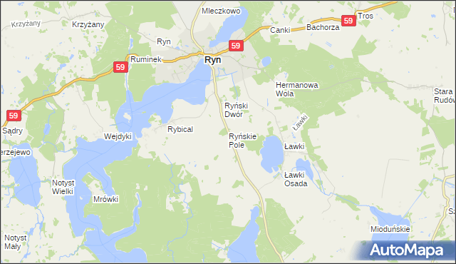 mapa Ryńskie Pole, Ryńskie Pole na mapie Targeo