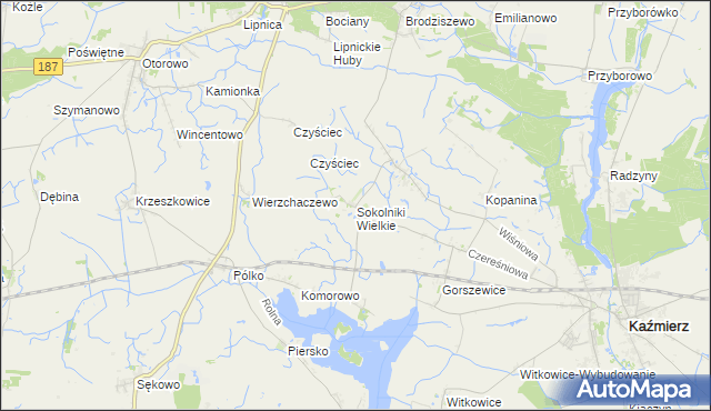mapa Sokolniki Wielkie, Sokolniki Wielkie na mapie Targeo