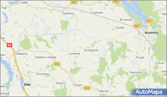 mapa Szczepanki gmina Wydminy, Szczepanki gmina Wydminy na mapie Targeo