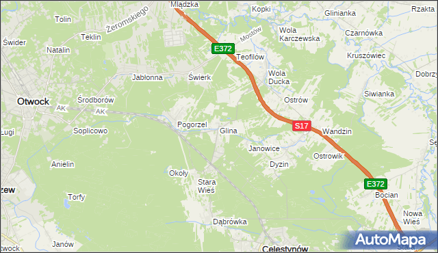 mapa Glina gmina Celestynów, Glina gmina Celestynów na mapie Targeo