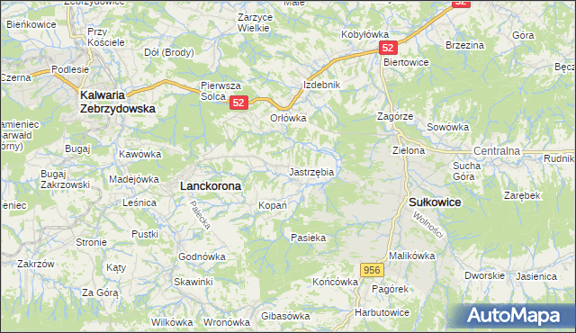 mapa Jastrzębia gmina Lanckorona, Jastrzębia gmina Lanckorona na mapie Targeo