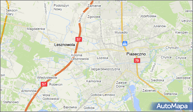 mapa Łoziska, Łoziska na mapie Targeo