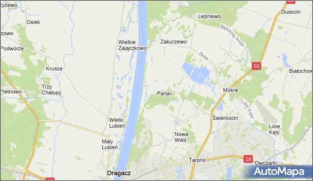 mapa Parski gmina Grudziądz, Parski gmina Grudziądz na mapie Targeo