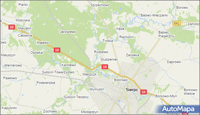 mapa Studzieniec gmina Sierpc, Studzieniec gmina Sierpc na mapie Targeo