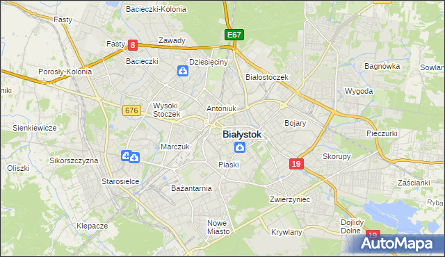 mapa Białegostoku, Białystok na mapie Targeo